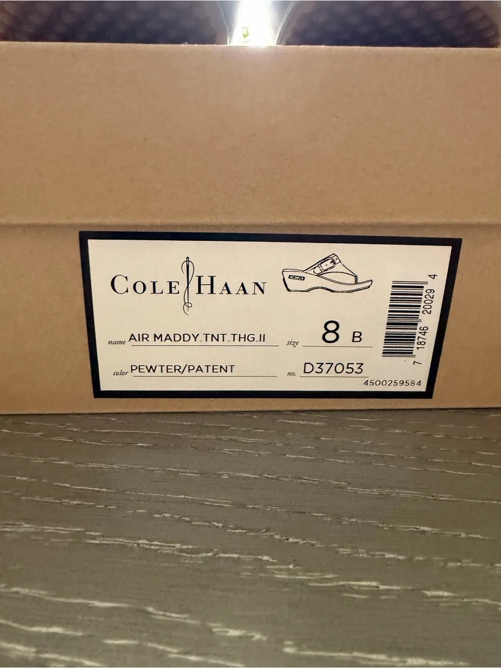 Cole Haan/ Nike Air Women's Air Maddy Tantivy Thong Sandal, pewter Size 8-NWT
